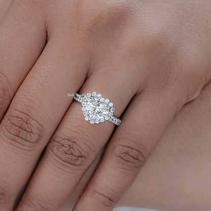 Heart Cut Lab Diamond Halo Engagement Ring