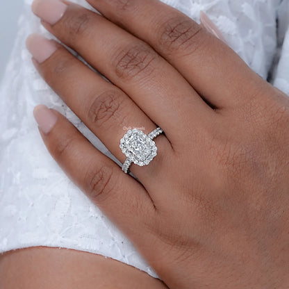 Radiant Cut Diamond Halo Engagement Ring