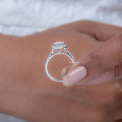 Radiant Cut Diamond Halo Engagement Ring