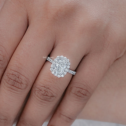 Cushion Cut Lab Diamond Halo Engagement Ring