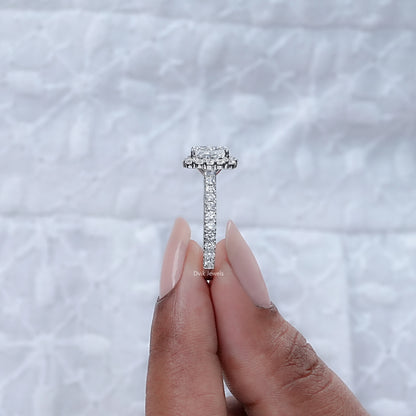 Square Radiant Cut Diamond Halo With Accent Ring