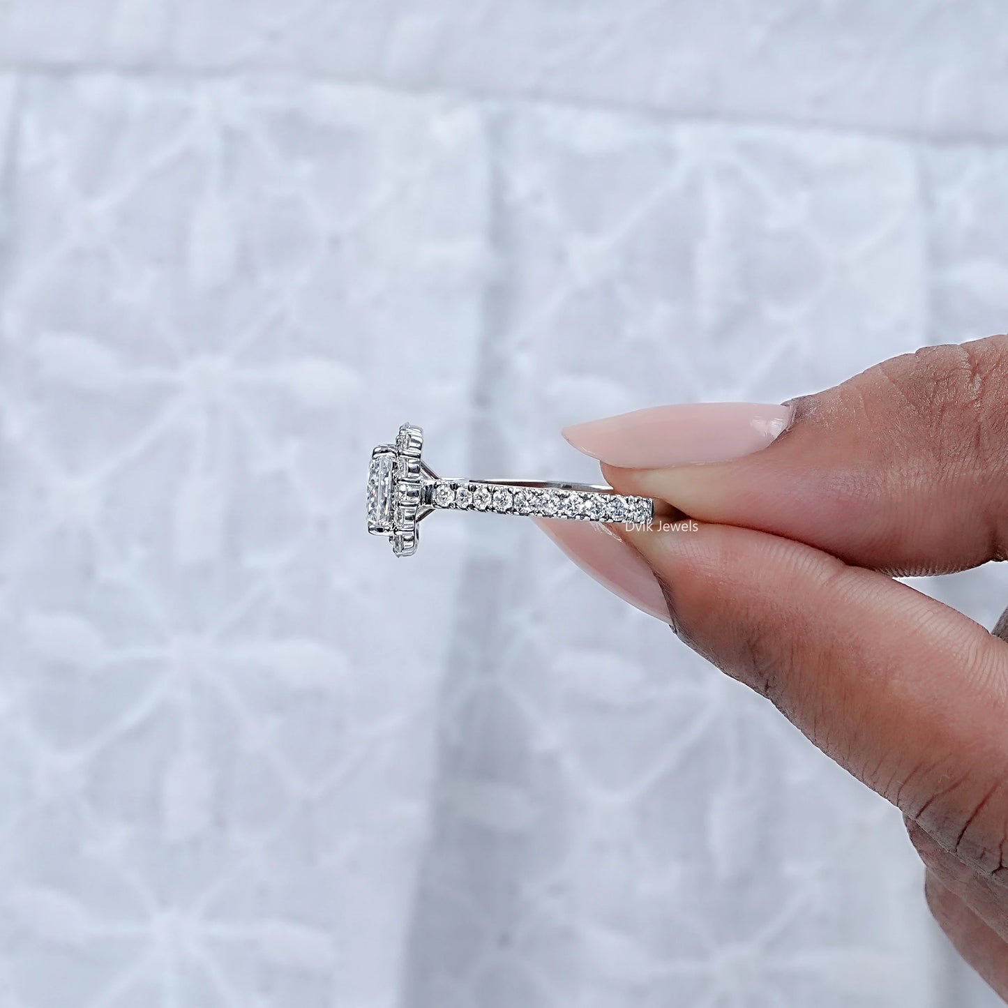 Square Radiant Cut Diamond Halo With Accent Ring
