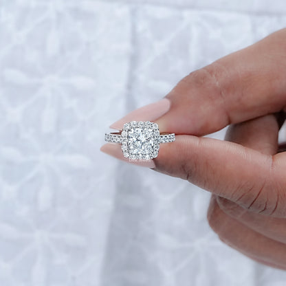 Square Radiant Cut Diamond Halo With Accent Ring
