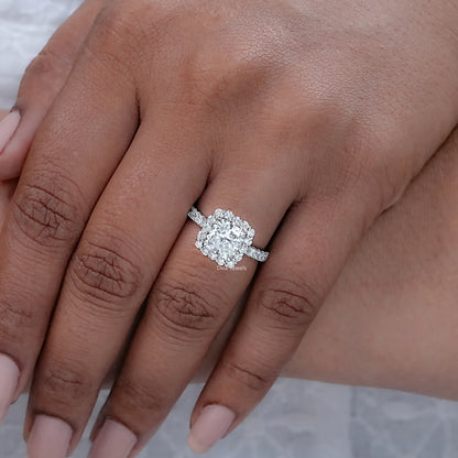 Square Radiant Cut Diamond Halo With Accent Ring