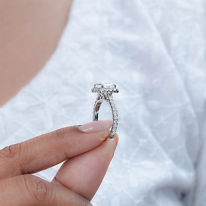 Square Radiant Cut Diamond Halo With Accent Ring