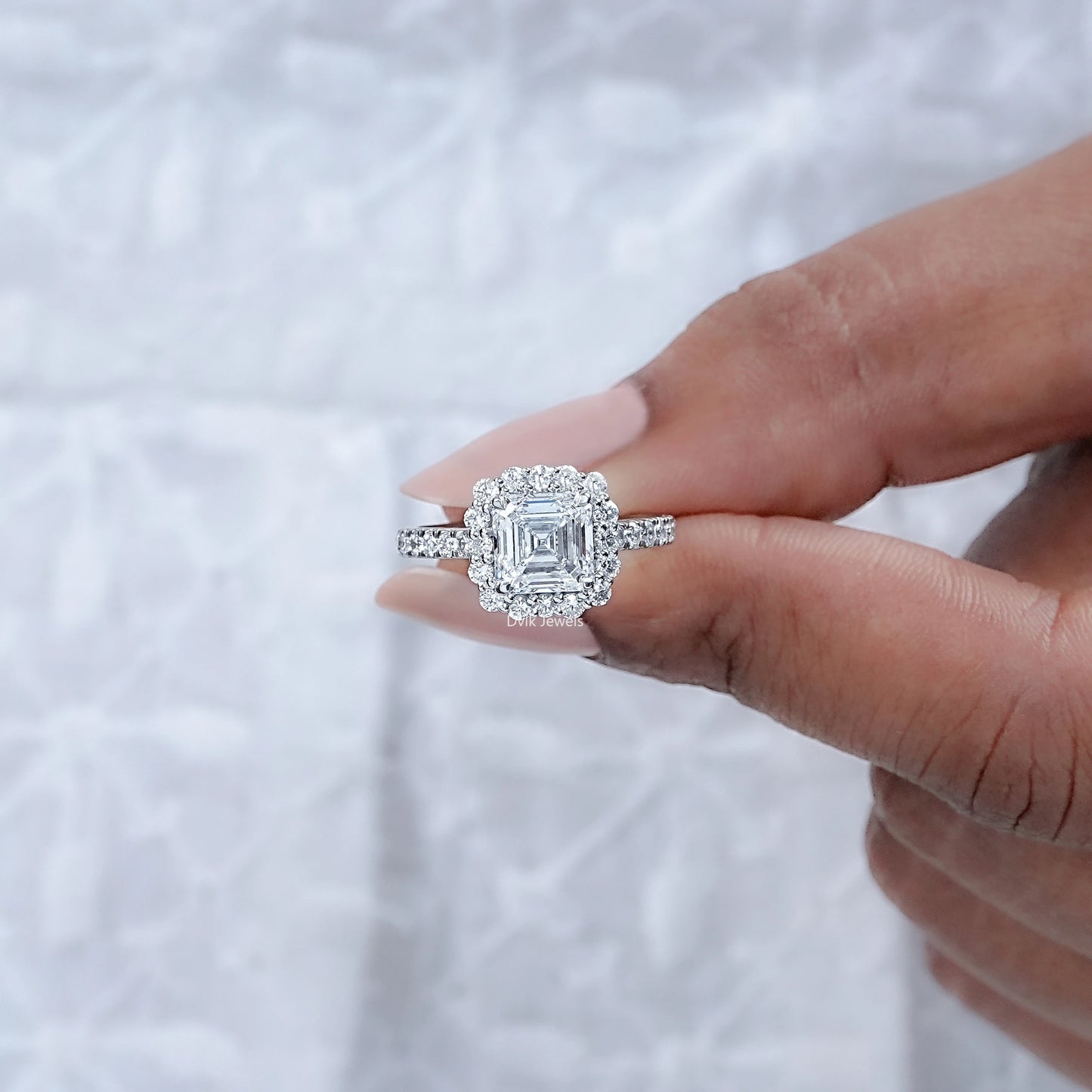 Square Emerald Cut Lab Diamond Engagement Ring