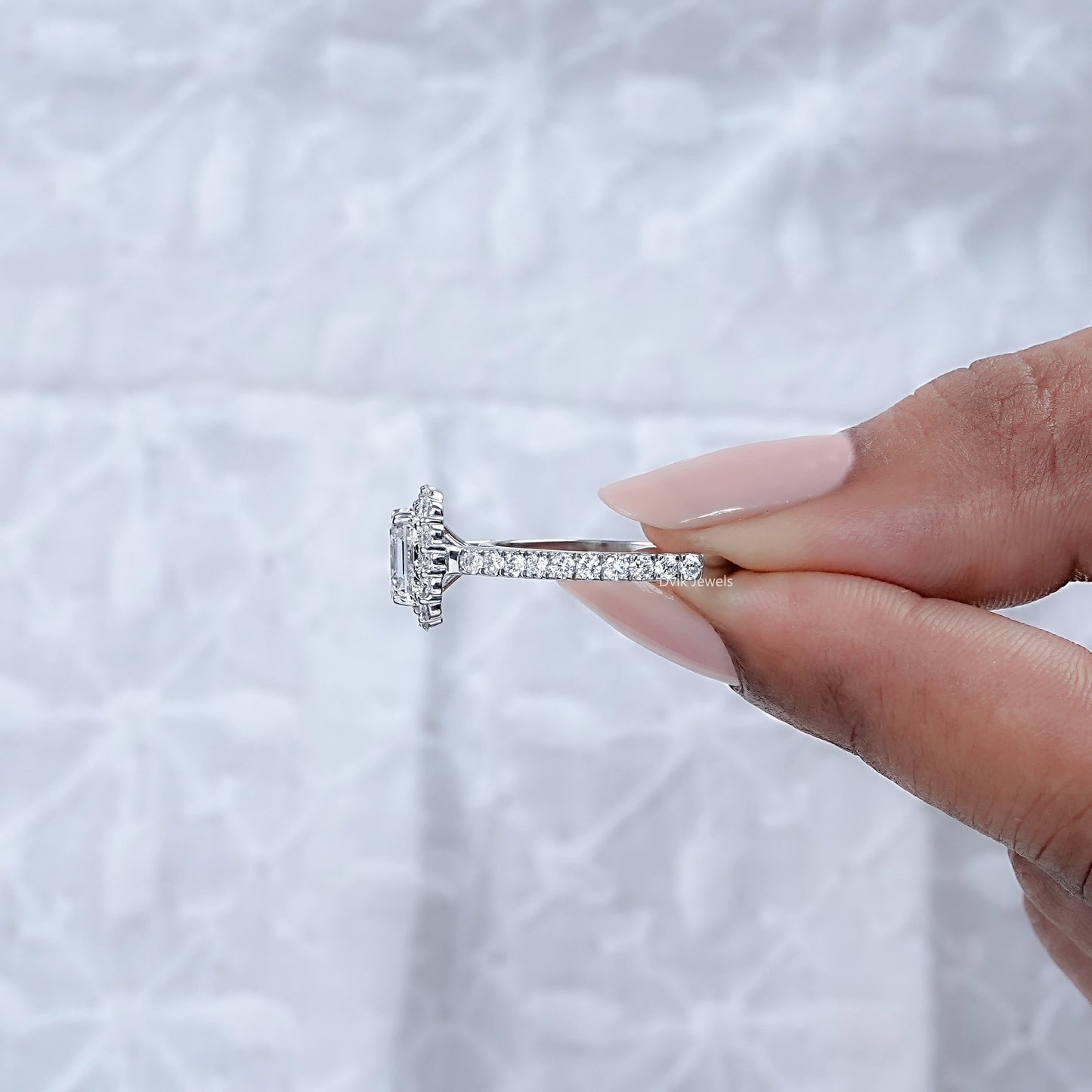Square Emerald Cut Lab Diamond Engagement Ring