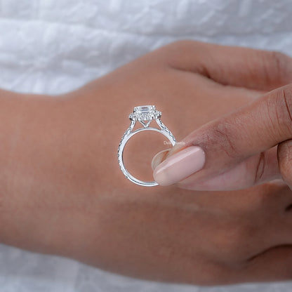 Square Emerald Cut Lab Diamond Engagement Ring