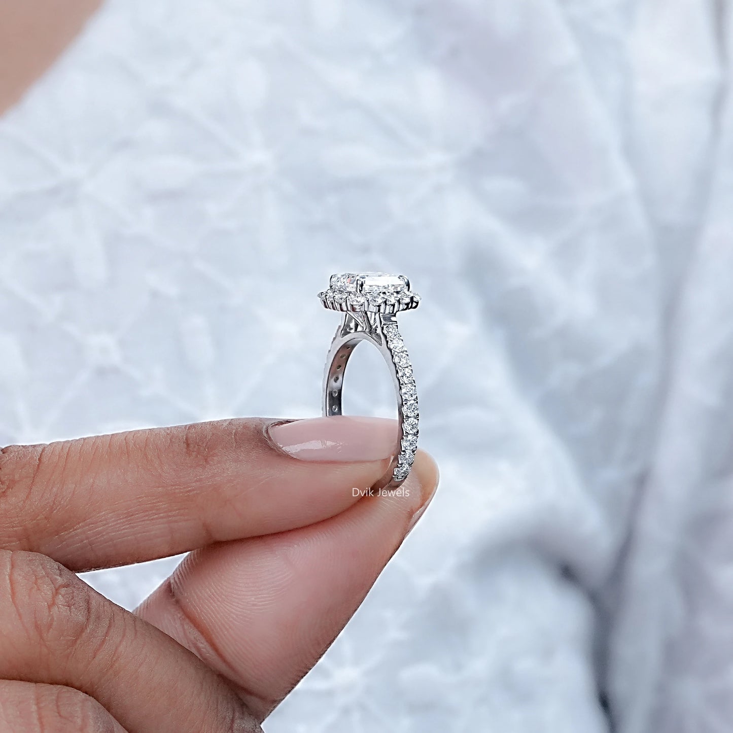 Square Emerald Cut Lab Diamond Engagement Ring