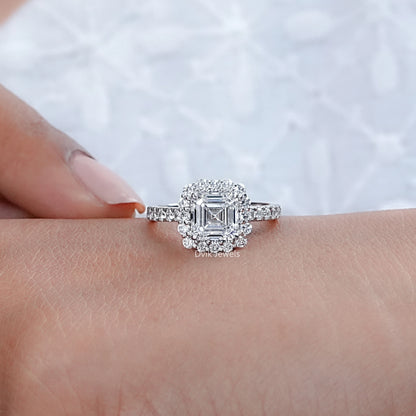 Square Emerald Cut Lab Diamond Engagement Ring