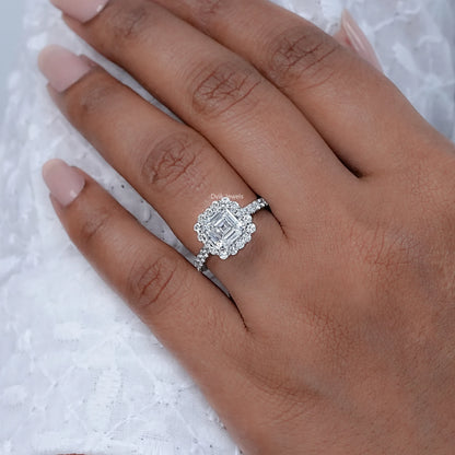 Square Emerald Cut Lab Diamond Engagement Ring