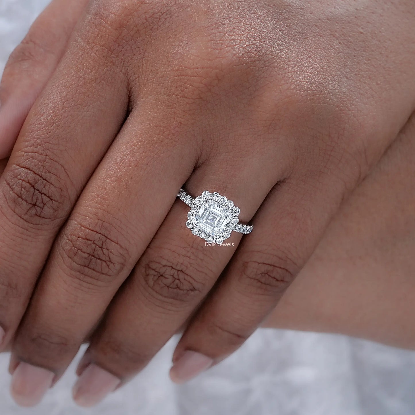 Square Emerald Cut Lab Diamond Engagement Ring