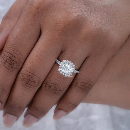 Square Emerald Cut Lab Diamond Engagement Ring