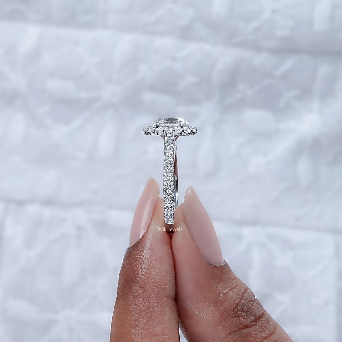 Old Mine Cushion Cut Lab Grown Diamond Engagement Ring