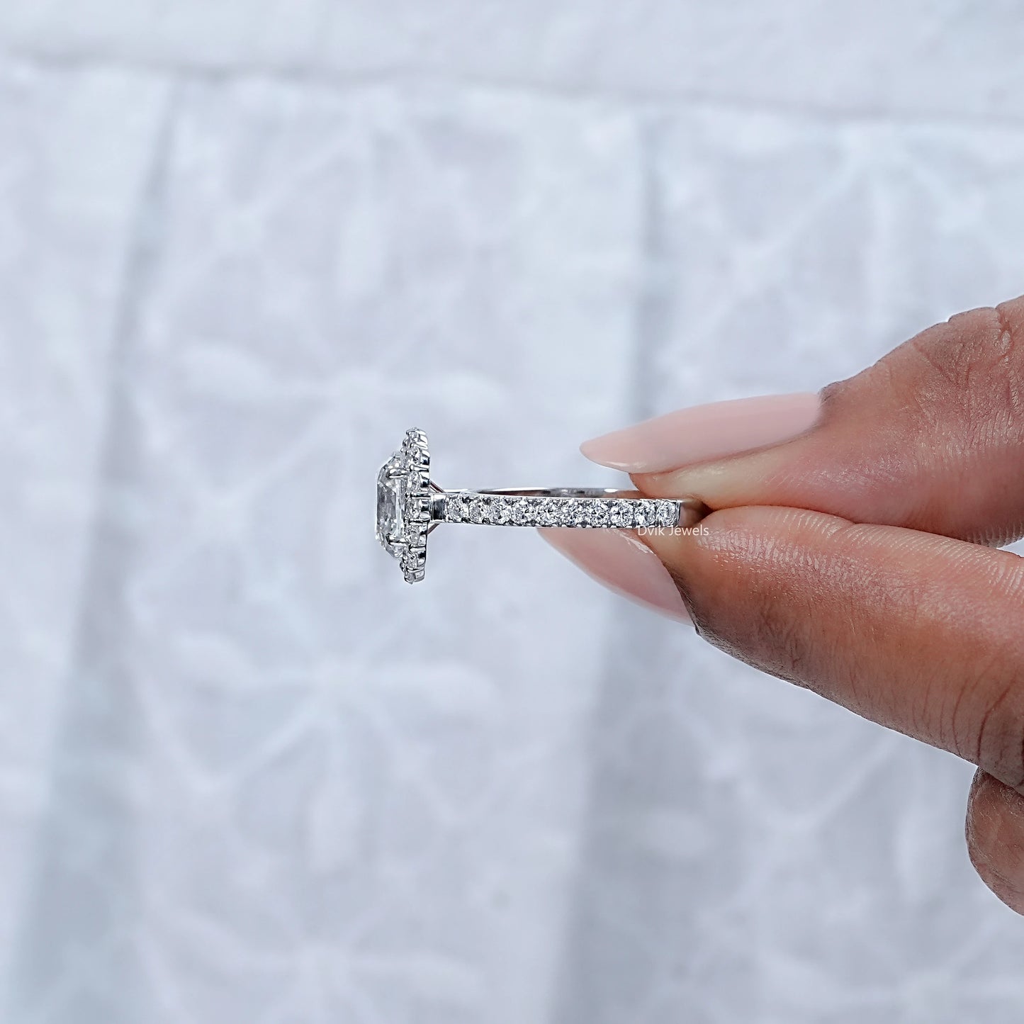Old Mine Cushion Cut Lab Grown Diamond Engagement Ring