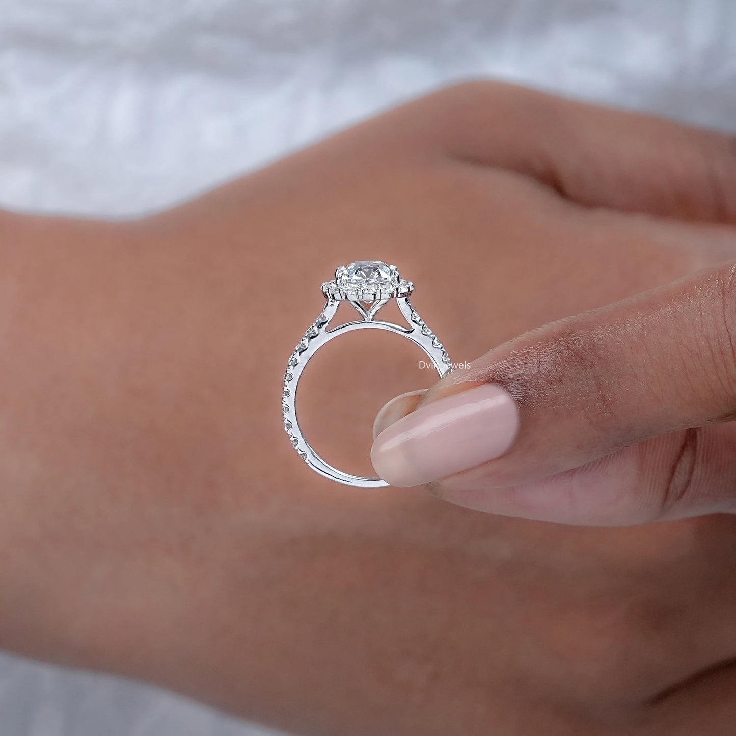 Old Mine Cushion Cut Lab Grown Diamond Engagement Ring