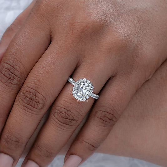 Old Mine Cushion Cut Lab Grown Diamond Engagement Ring
