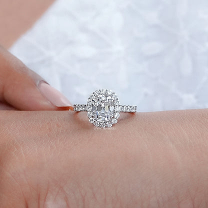 Old Mine Cushion Cut Lab Grown Diamond Engagement Ring