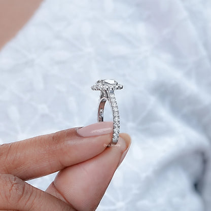 Old Mine Cushion Cut Lab Grown Diamond Engagement Ring