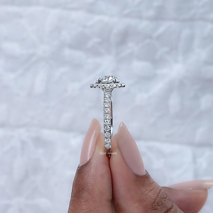 OEC Round Cut 1.50 Carat Halo Diamond Ring Set