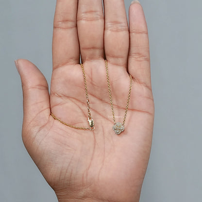 Round Cut Lab Diamond Floral Halo Necklace