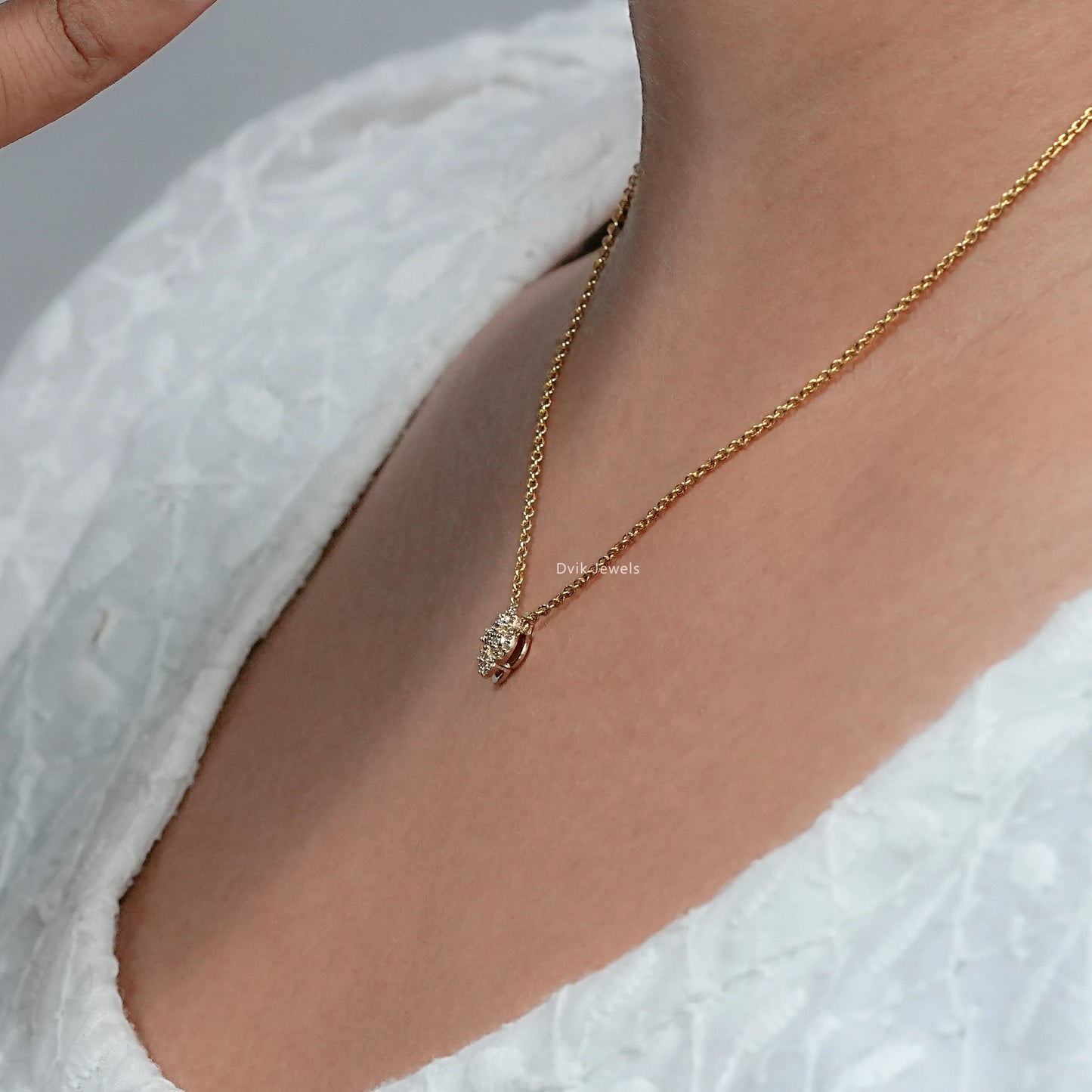 Round Cut Lab Diamond Floral Halo Necklace