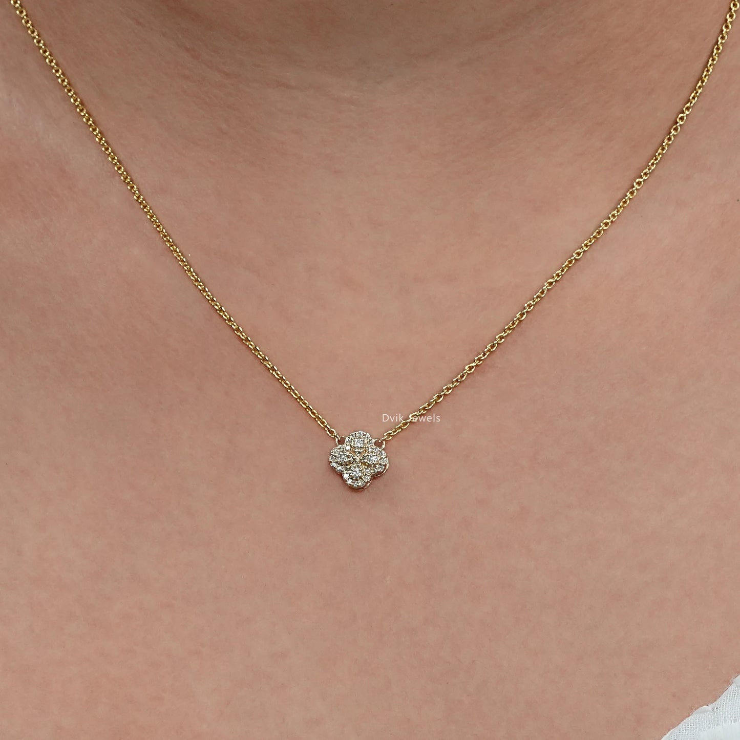 Round Cut Lab Diamond Floral Halo Necklace