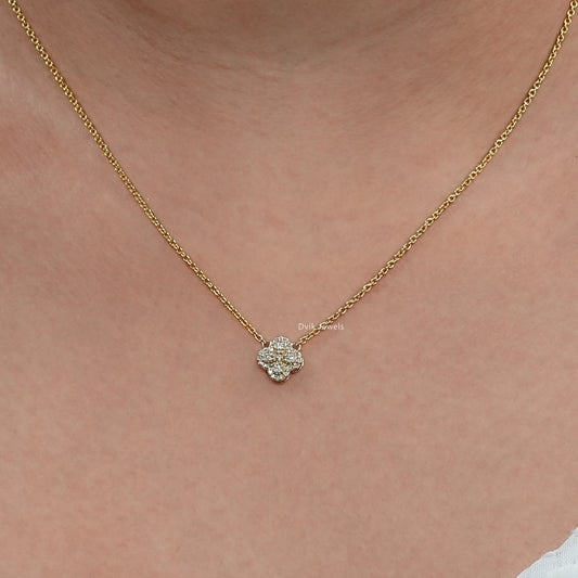 Round Cut Lab Diamond Floral Halo Necklace