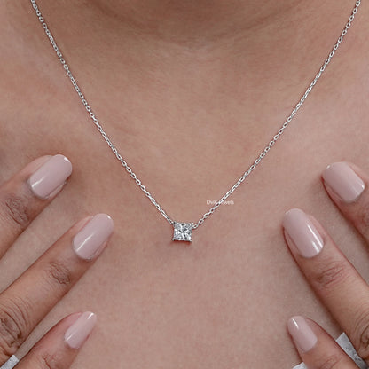 Princess Cut Lab Grown Diamond Solitaire Pendant