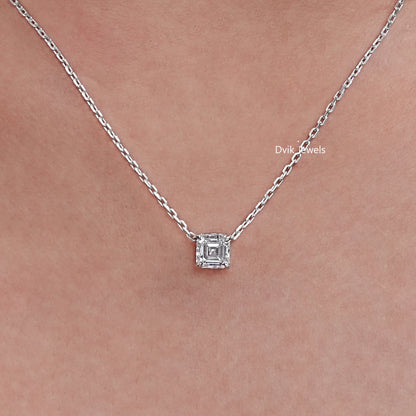 Asscher Cut Lab Diamond Solitaire Pendant
