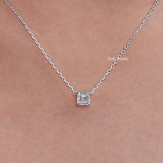 Asscher Cut Lab Diamond Solitaire Pendant