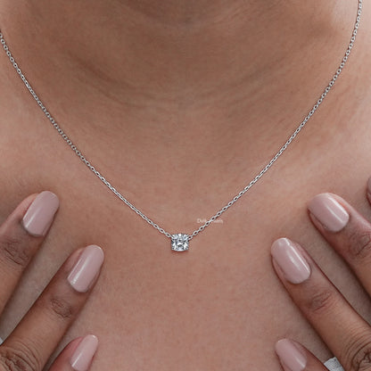Square Old Mine Cushion Cut Lab Diamond Solitaire Pendant