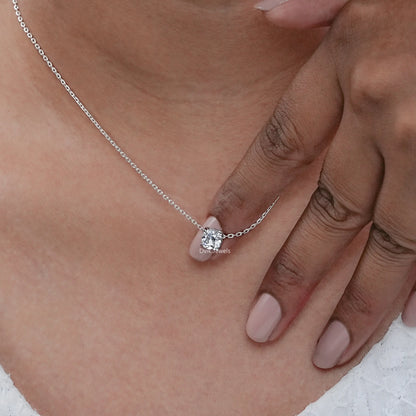 Square Old Mine Cushion Cut Lab Diamond Solitaire Pendant