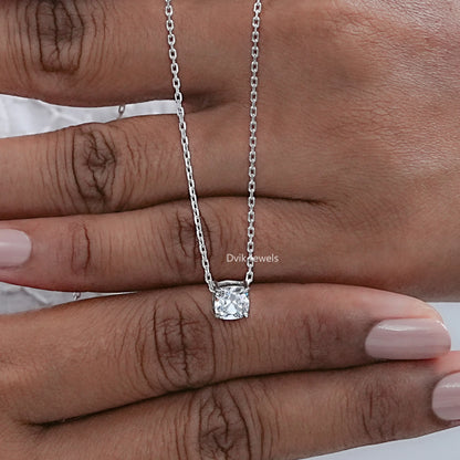 Square Old Mine Cushion Cut Lab Diamond Solitaire Pendant
