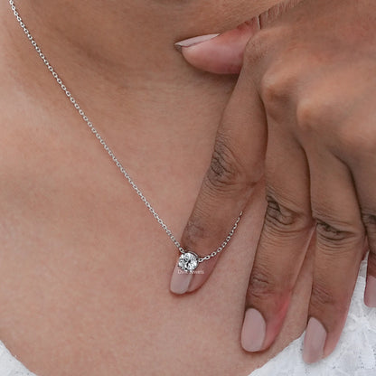 Old European Round Cut Lab Diamond Solitaire Pendant
