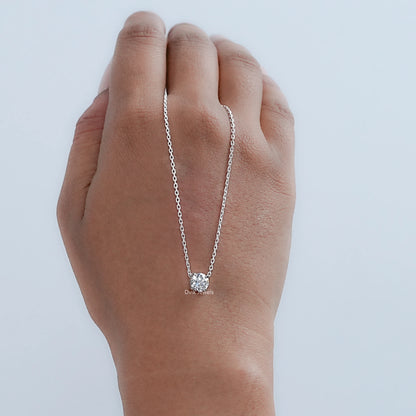 Old European Round Cut Lab Diamond Solitaire Pendant