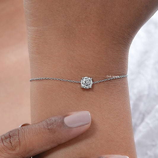 Lab Diamond Round Cut Solitaire Bracelet