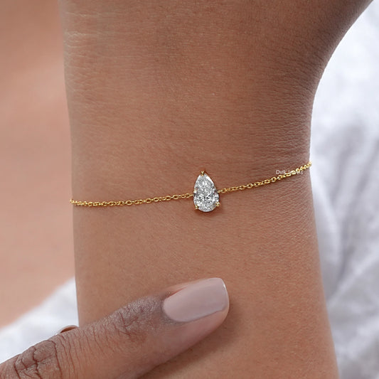 Pear Shaped Lab Diamond Solitaire Bracelet