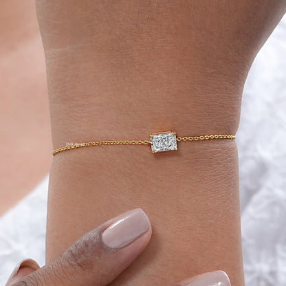 Lab Diamond Radiant Cut Solitaire Chain Bracelet