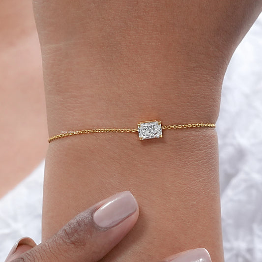 Lab Diamond Radiant Cut Solitaire Chain Bracelet