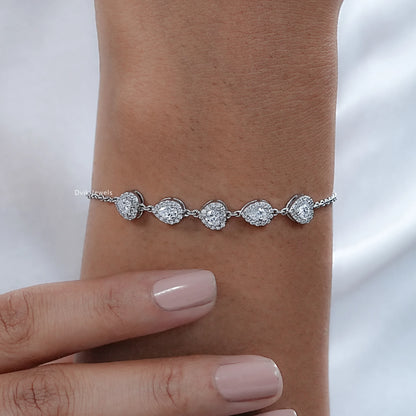 Heart And Pear Halo Lab Diamond Bracelet