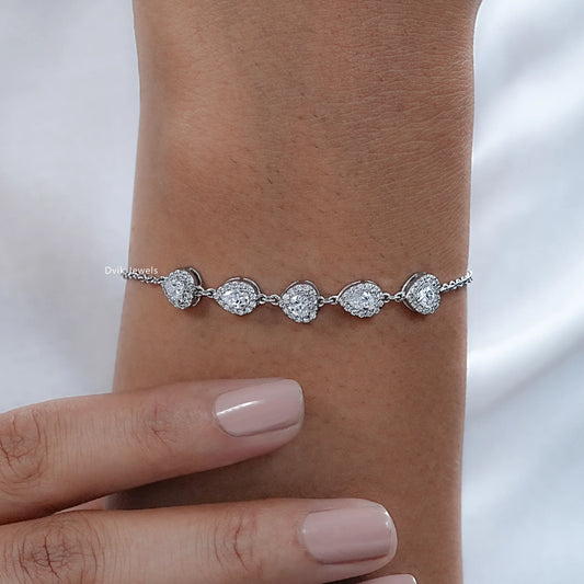 Heart And Pear Halo Lab Diamond Bracelet