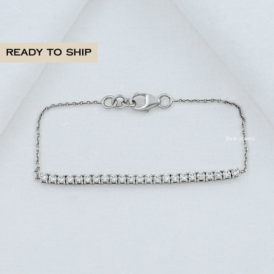 Round Cut Lab Diamond Bar Bracelet