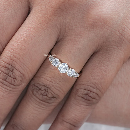 Shield And Round Cut Diamond Five Stone Ring