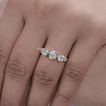 Bezel Set Round Cut Lab Diamond Five Stone Ring