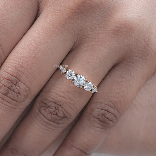 Five Stone Round And Kite Diamond Ring
