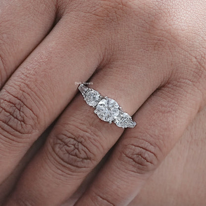 Round and Tapered Baguette Lab Diamond Five Stone Ring