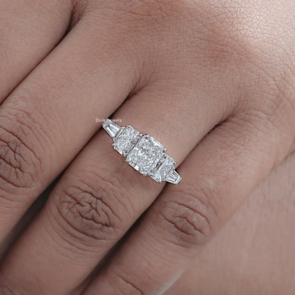 Radiant And Tapered Baguette Lab Diamond Five Stone Ring