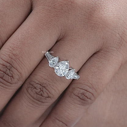 Pear Cut Lab Grown Diamond Five Stone Ring