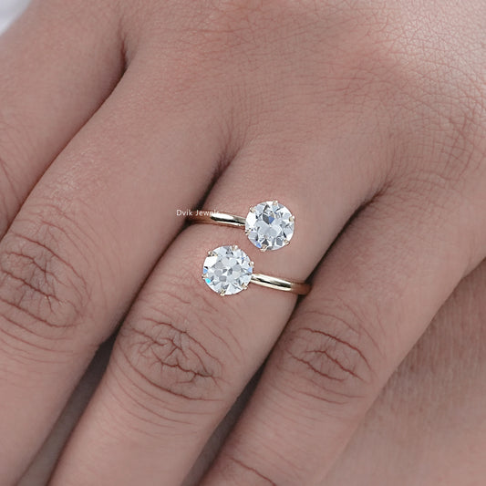 OEC Round Lab Diamond Two Stone Bypass Ring